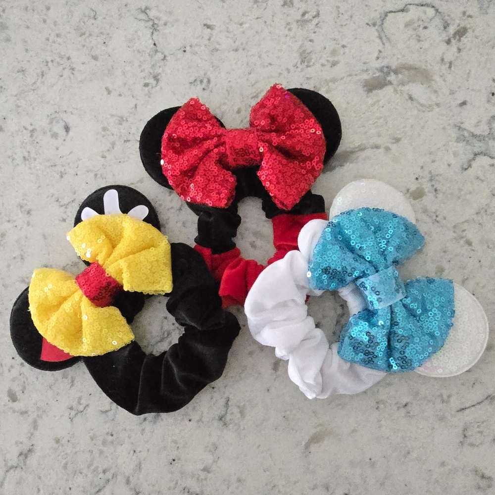 Set of 3 disney mickey ears hair scrunchies